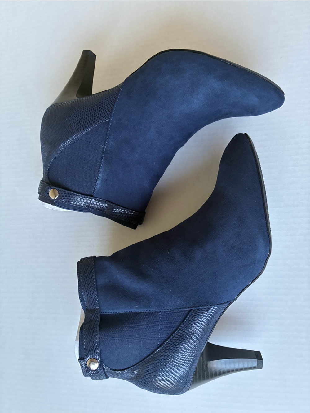 Women’s Navy Faux Suede Ankle Booties - Sleek Heeled Design